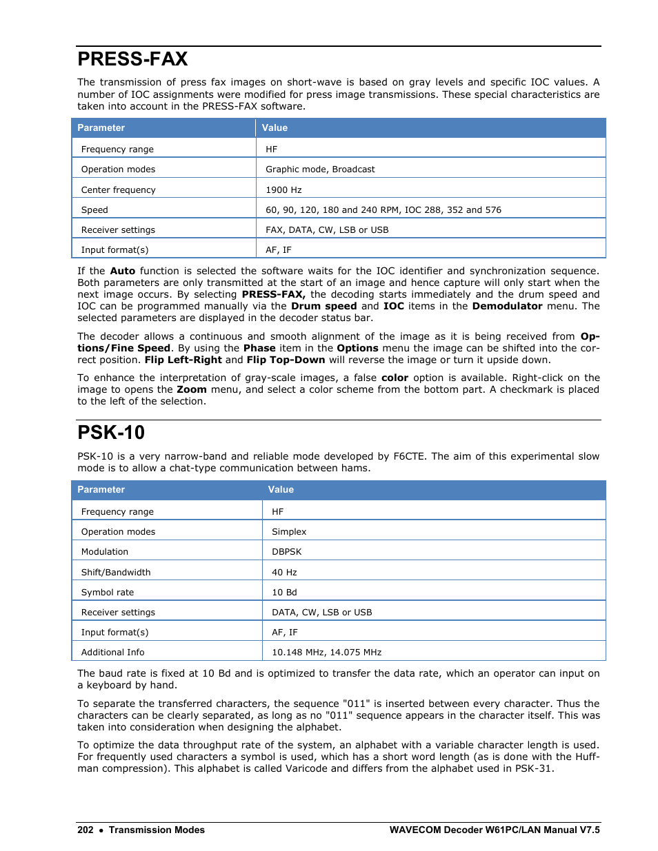 Press-fax, Psk-10 | Wavecom W61PC V7.5.0 User Manual | Page 212 / 353
