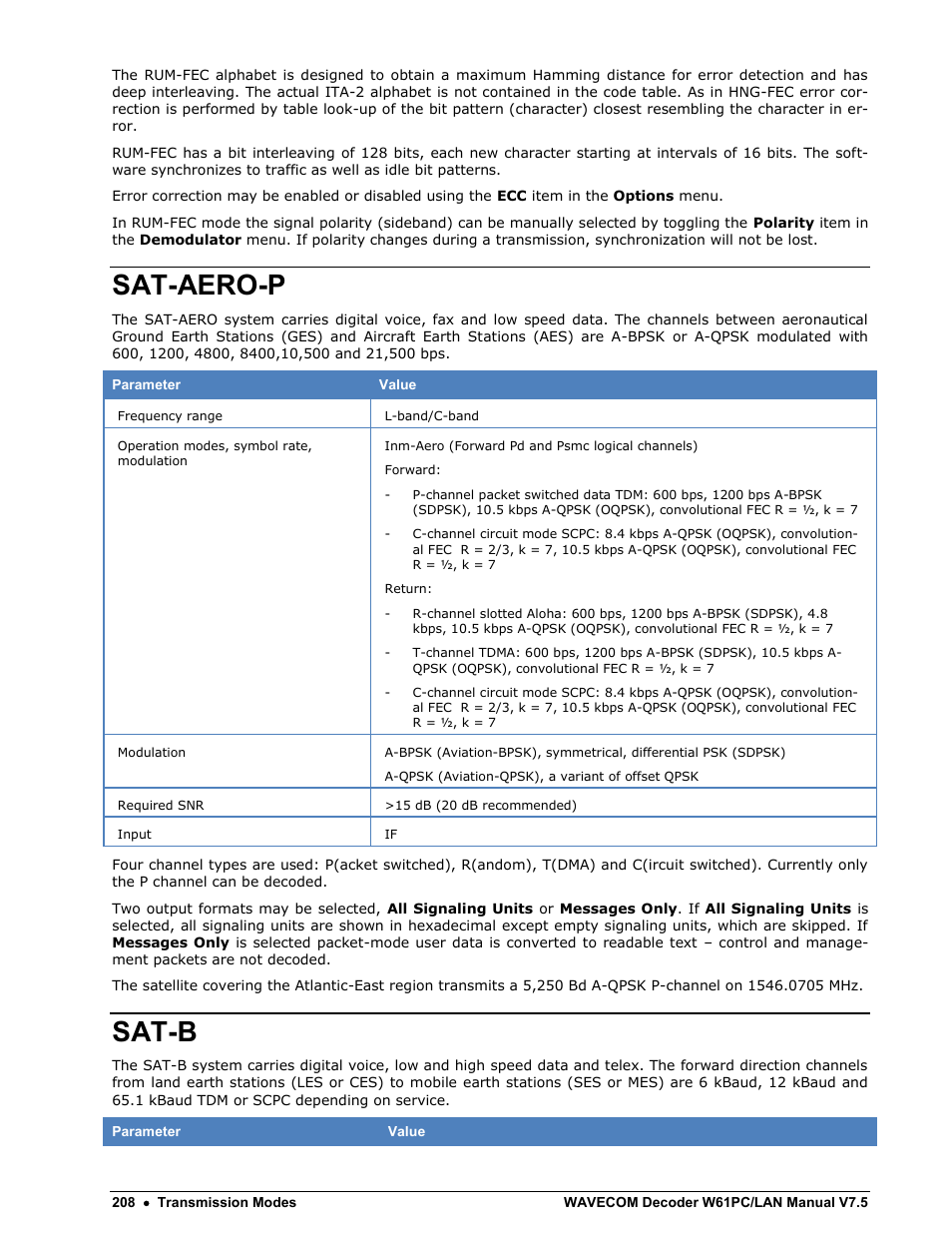 Sat-aero-p, Sat-b | Wavecom W61PC V7.5.0 User Manual | Page 218 / 353