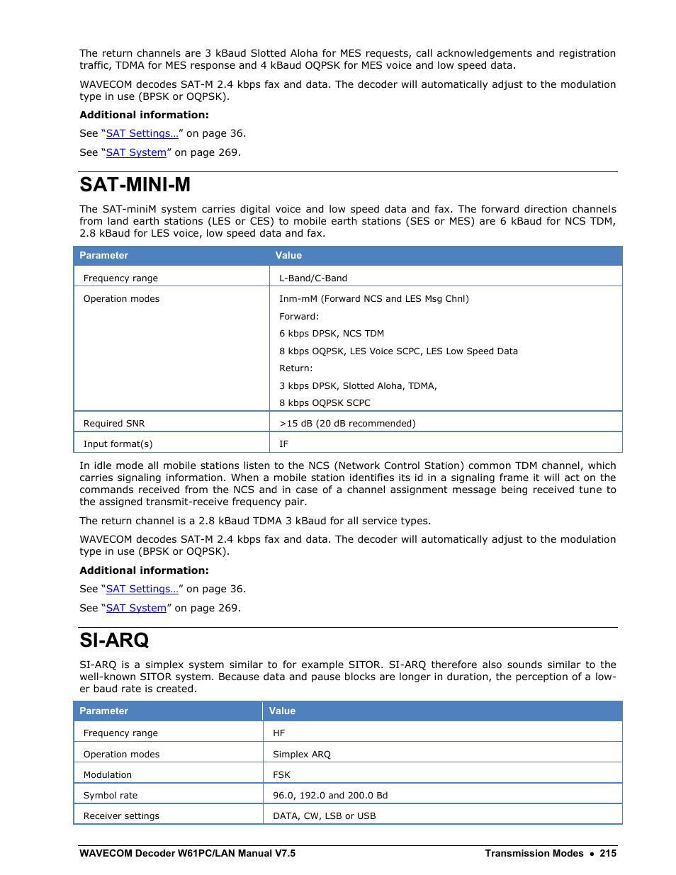 Sat-mini-m, Si-arq | Wavecom W61PC V7.5.0 User Manual | Page 225 / 353