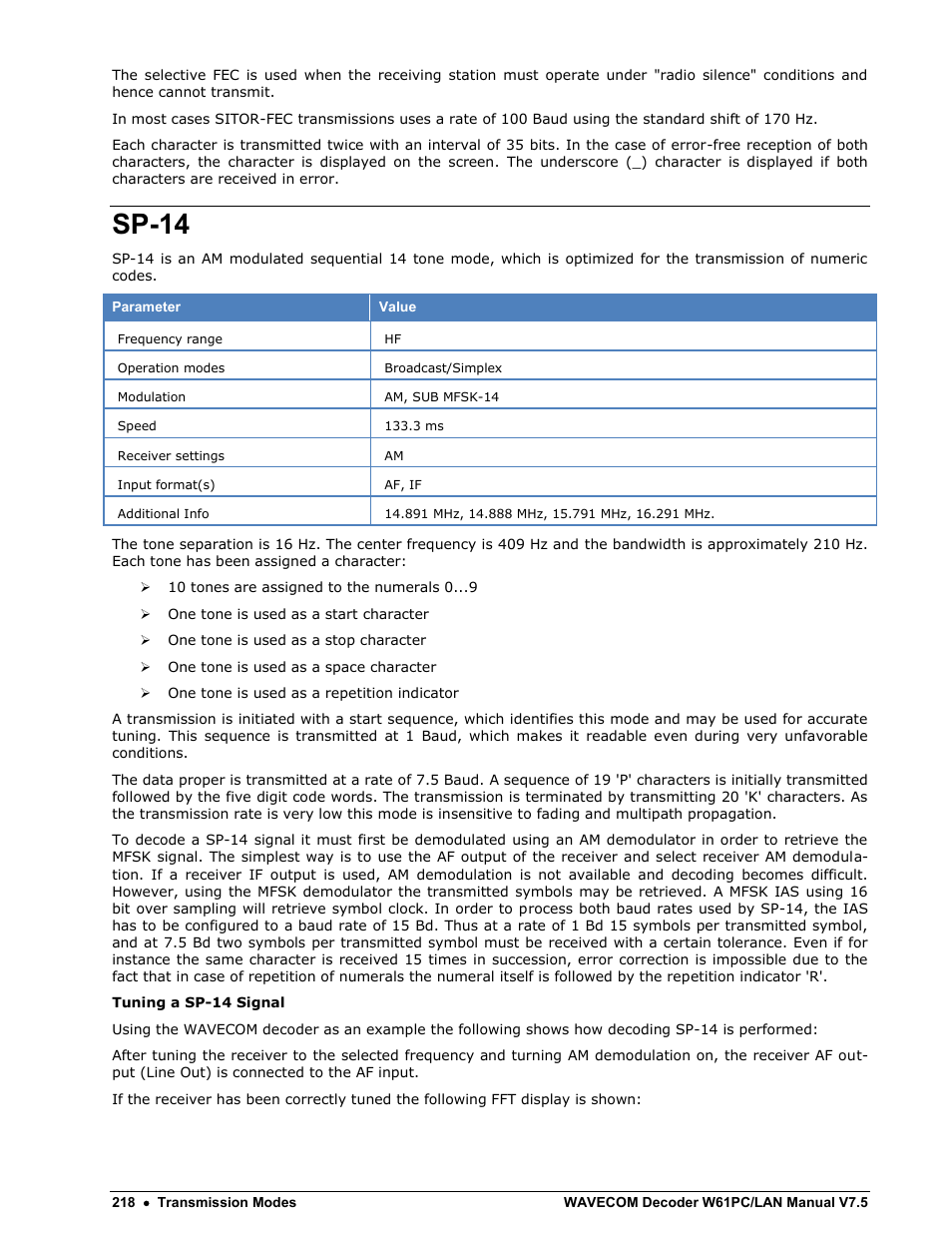Sp-14 | Wavecom W61PC V7.5.0 User Manual | Page 228 / 353