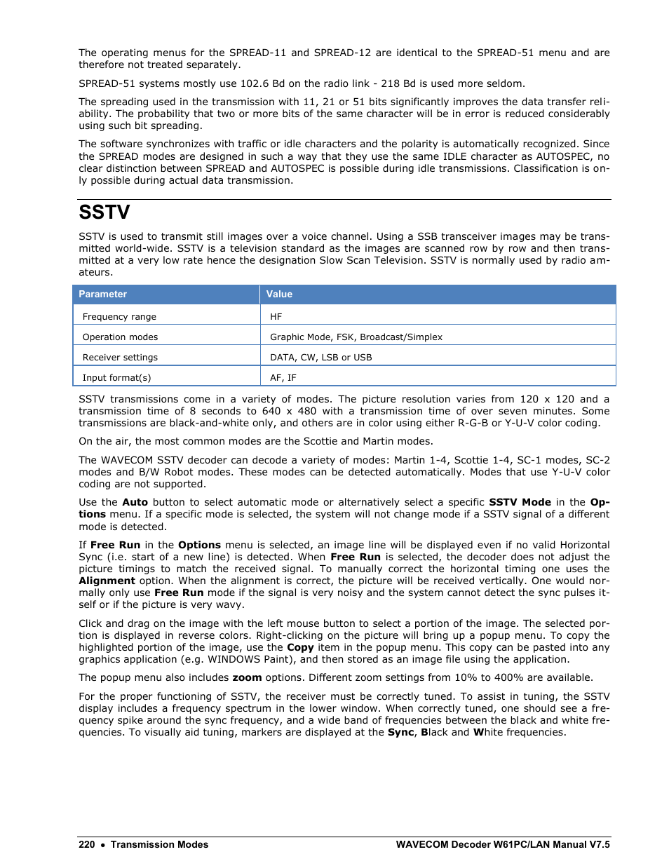 Sstv | Wavecom W61PC V7.5.0 User Manual | Page 230 / 353