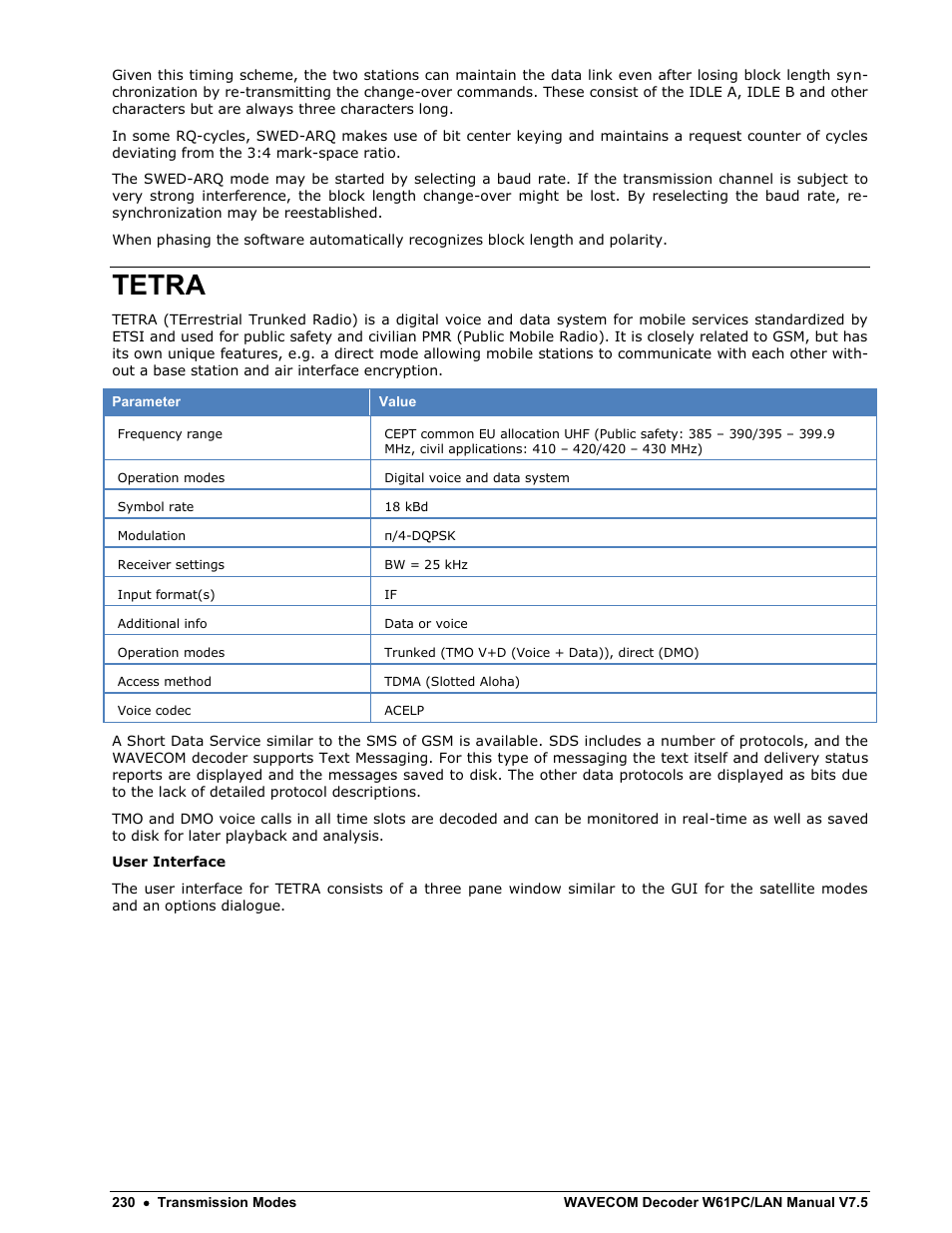 Tetra | Wavecom W61PC V7.5.0 User Manual | Page 240 / 353