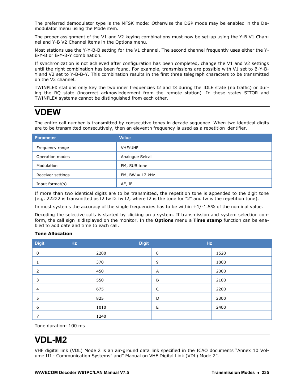 Vdew, Vdl-m2 | Wavecom W61PC V7.5.0 User Manual | Page 245 / 353