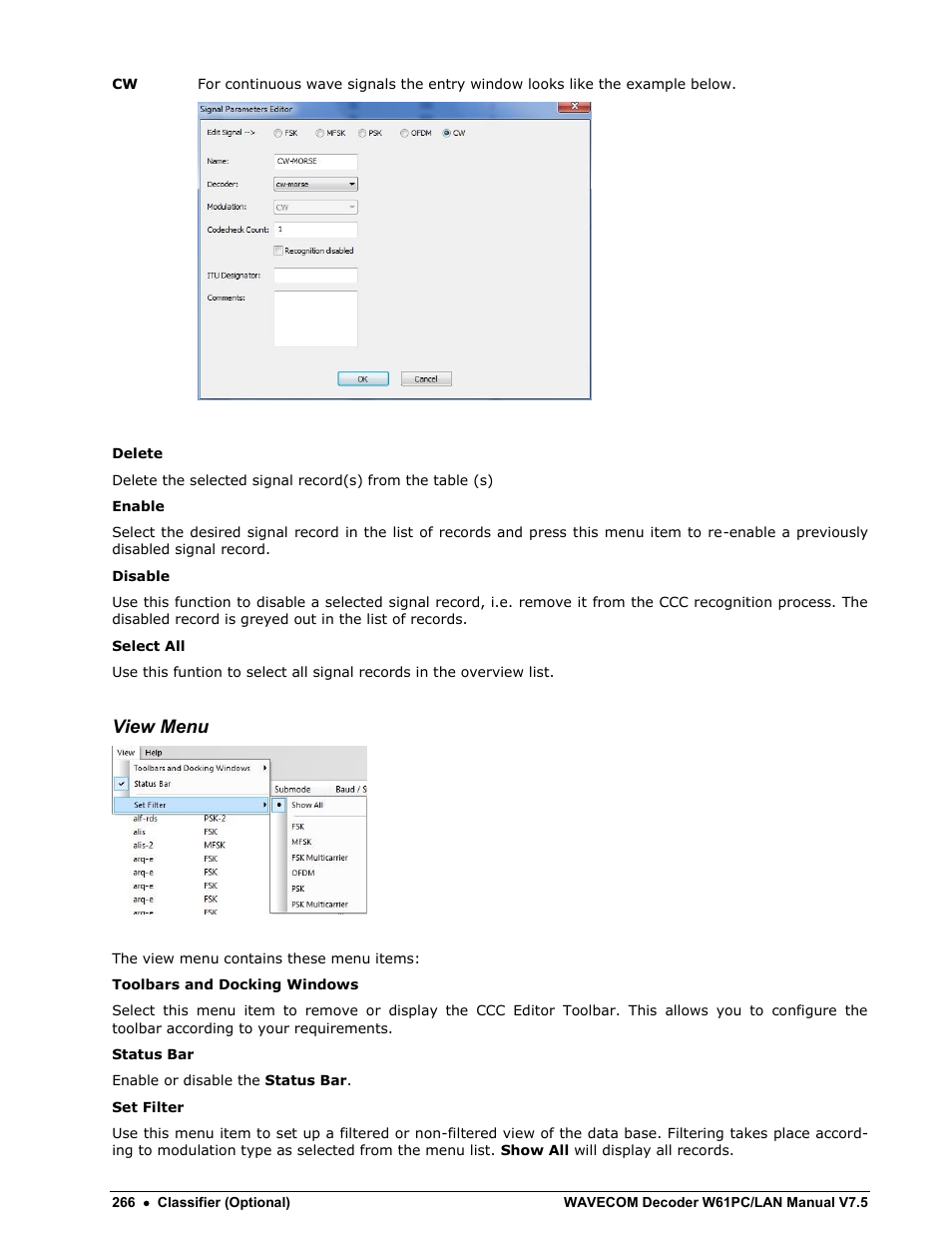 View menu | Wavecom W61PC V7.5.0 User Manual | Page 276 / 353