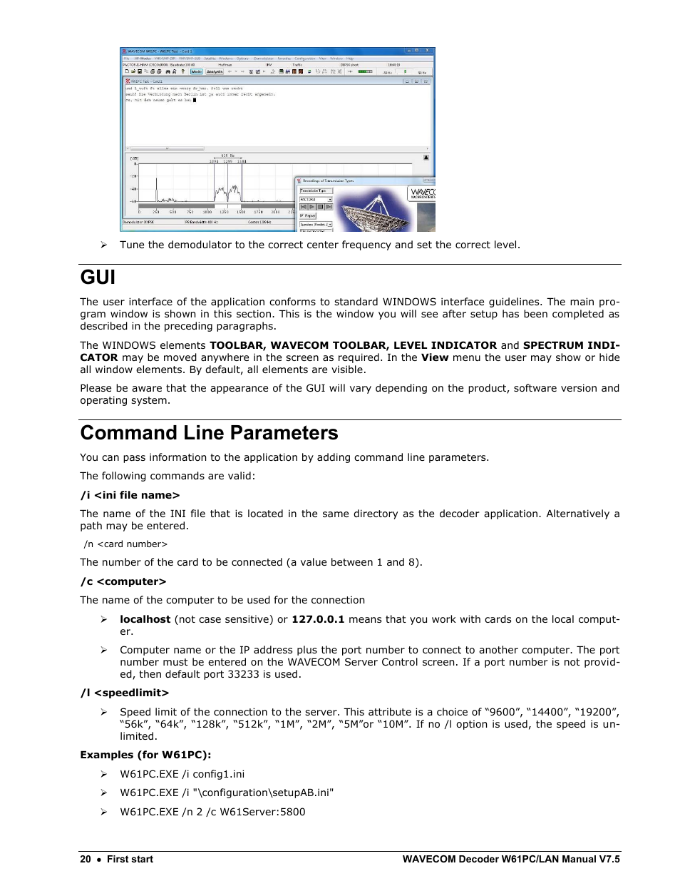 Command line parameters | Wavecom W61PC V7.5.0 User Manual | Page 30 / 353