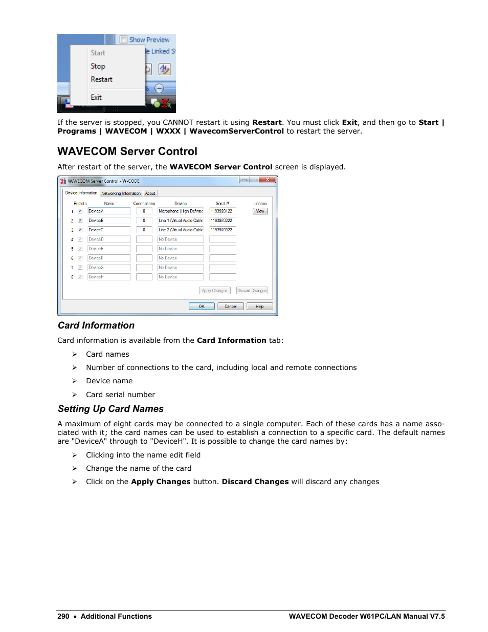 Wavecom server control | Wavecom W61PC V7.5.0 User Manual | Page 300 / 353