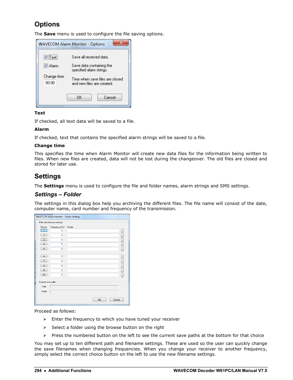 Options, Settings | Wavecom W61PC V7.5.0 User Manual | Page 304 / 353