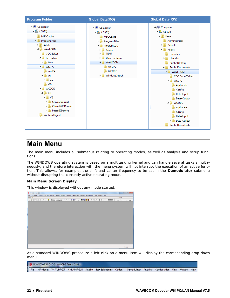 Main menu | Wavecom W61PC V7.5.0 User Manual | Page 32 / 353