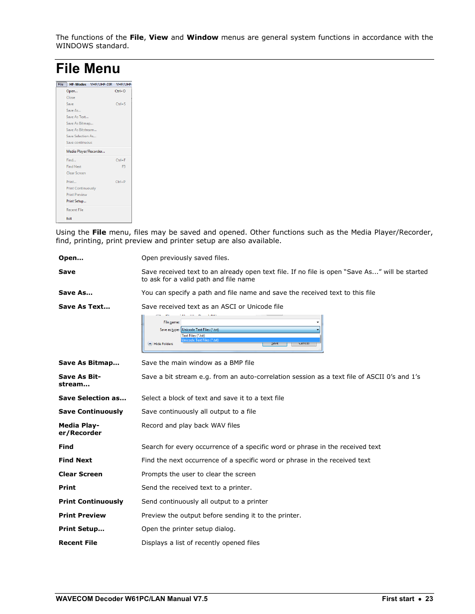 File menu | Wavecom W61PC V7.5.0 User Manual | Page 33 / 353