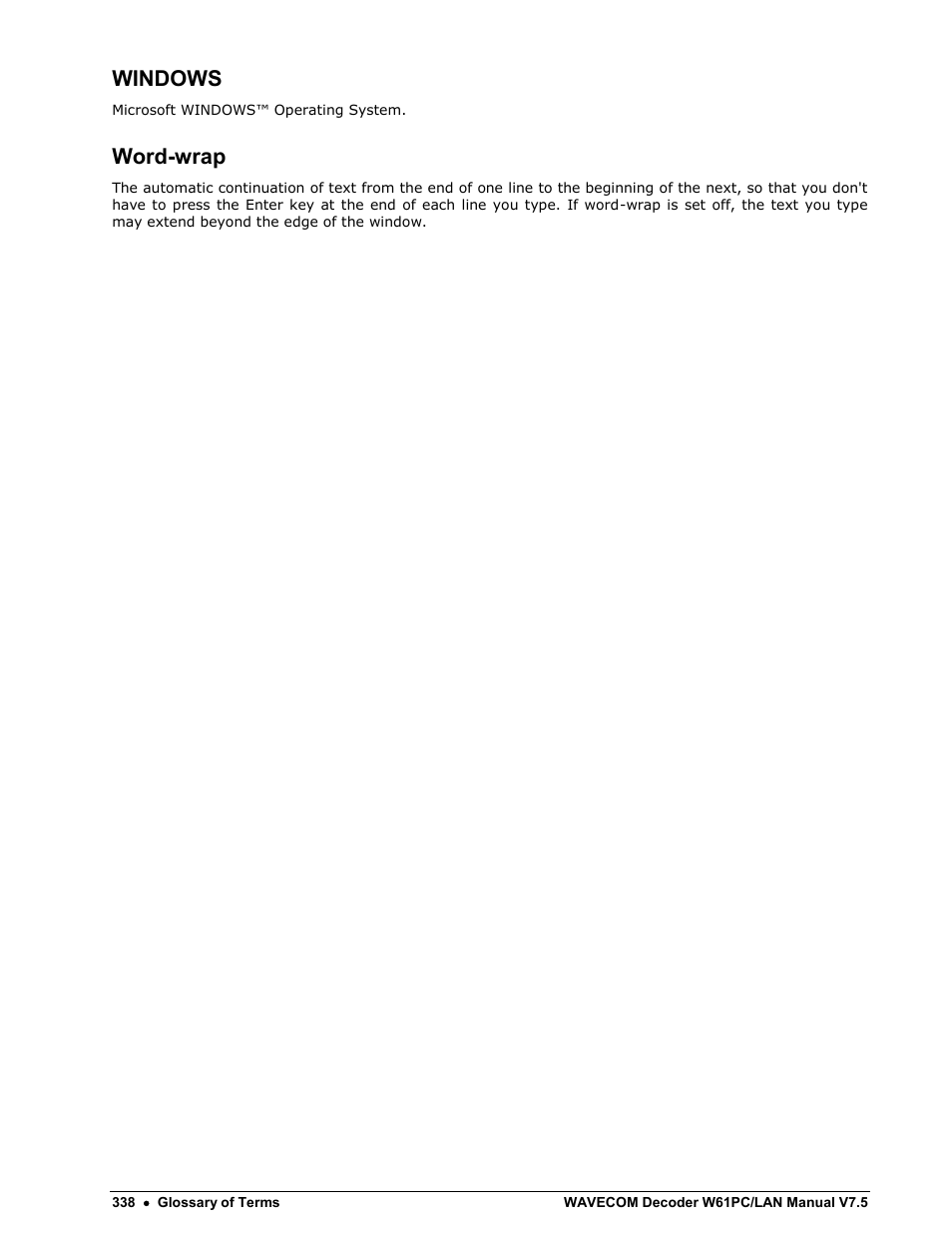 Windows, Word-wrap | Wavecom W61PC V7.5.0 User Manual | Page 348 / 353