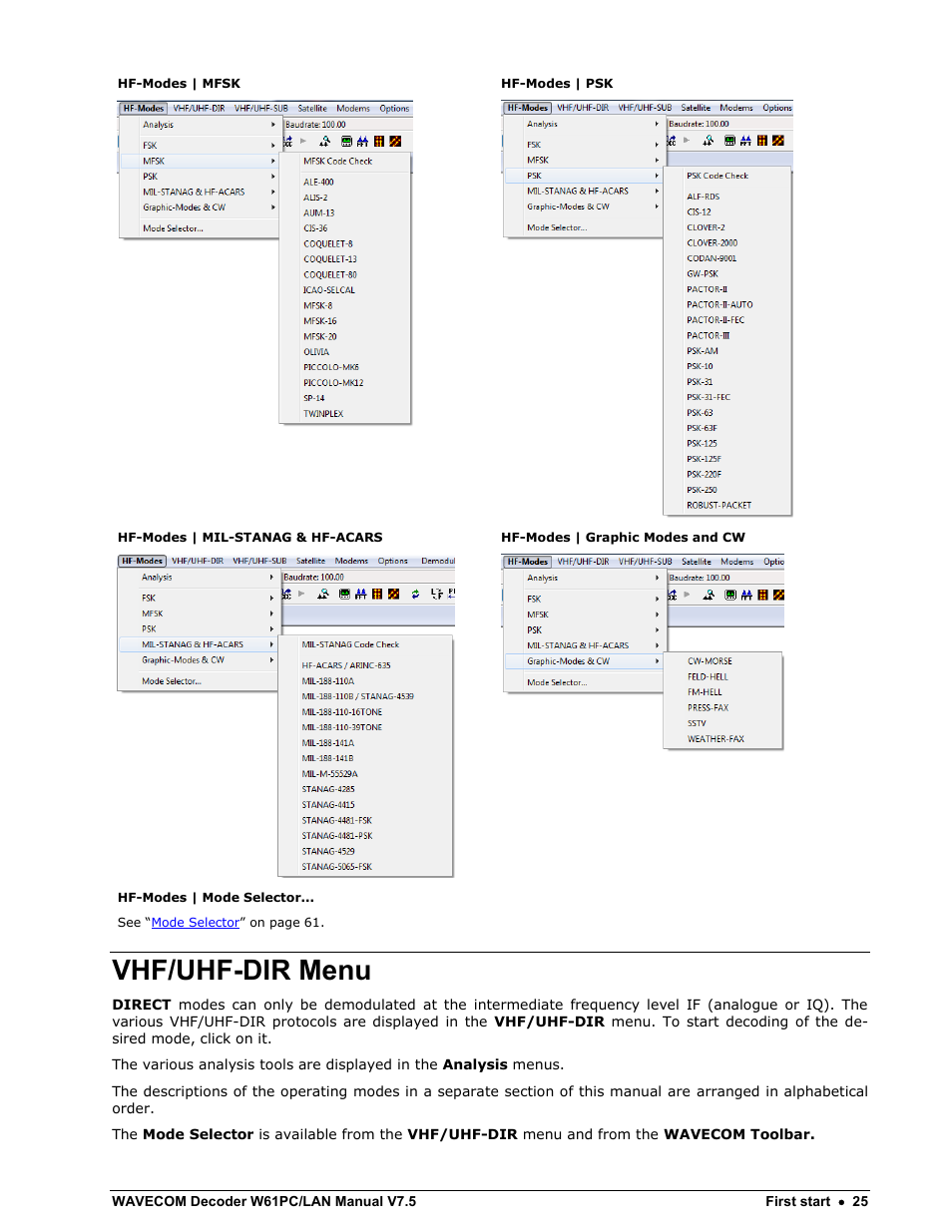 Vhf/uhf-dir menu | Wavecom W61PC V7.5.0 User Manual | Page 35 / 353