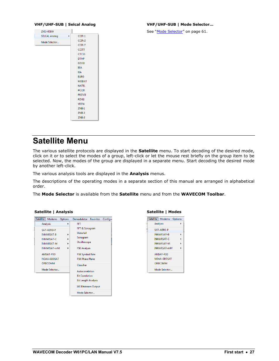 Satellite menu | Wavecom W61PC V7.5.0 User Manual | Page 37 / 353