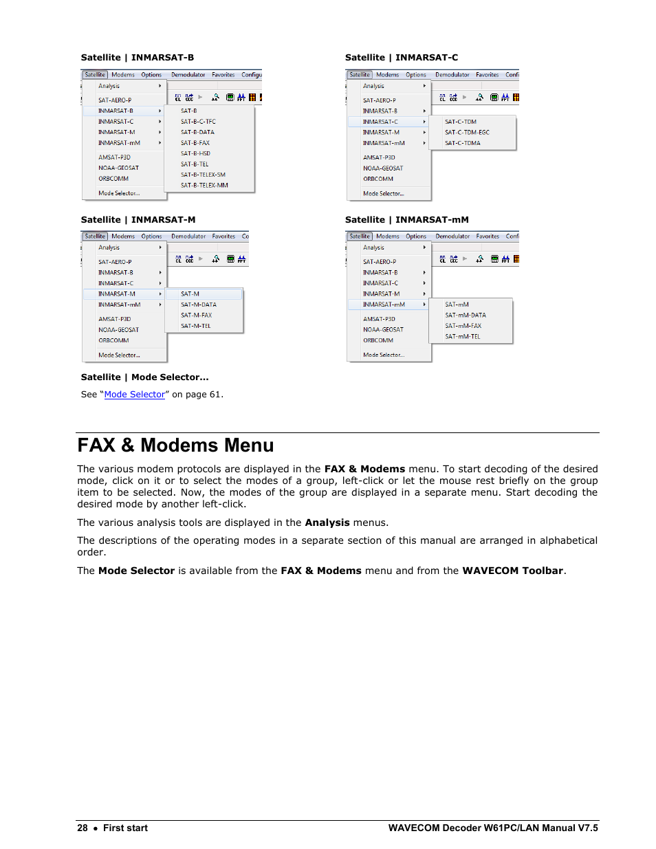 Fax & modems menu | Wavecom W61PC V7.5.0 User Manual | Page 38 / 353