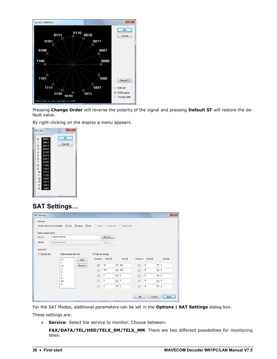 Sat settings | Wavecom W61PC V7.5.0 User Manual | Page 46 / 353