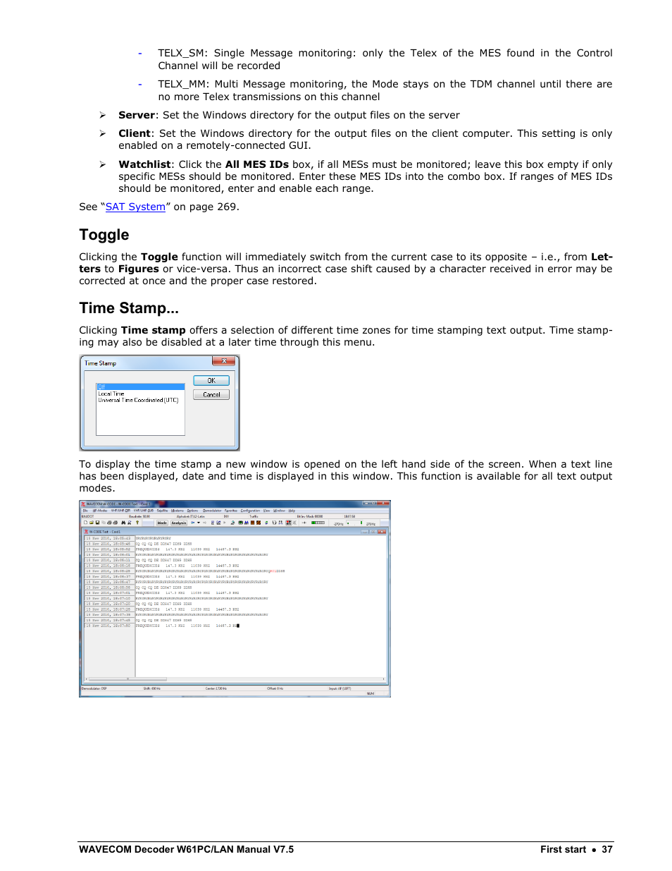 Toggle, Time stamp | Wavecom W61PC V7.5.0 User Manual | Page 47 / 353