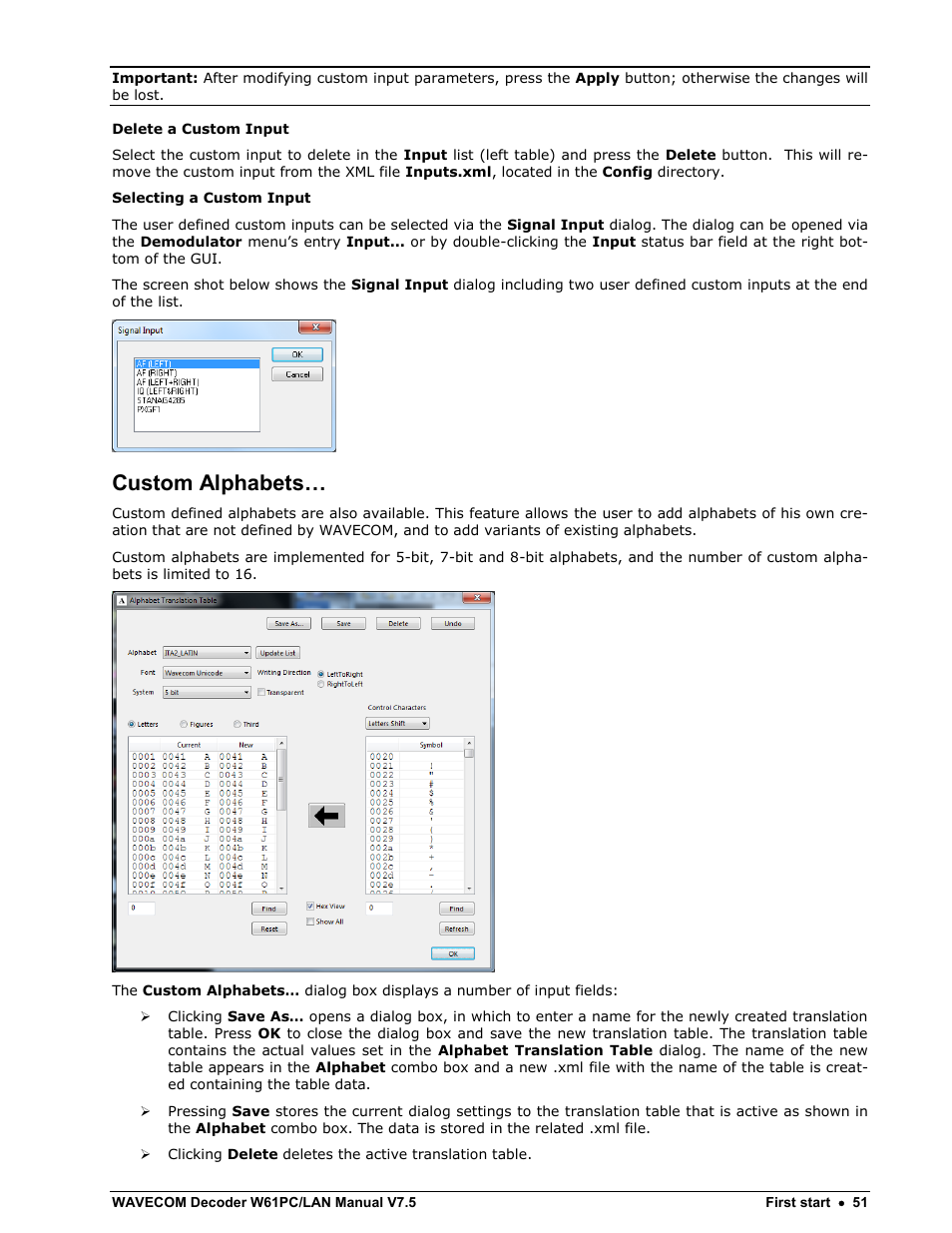 Custom alphabets | Wavecom W61PC V7.5.0 User Manual | Page 61 / 353