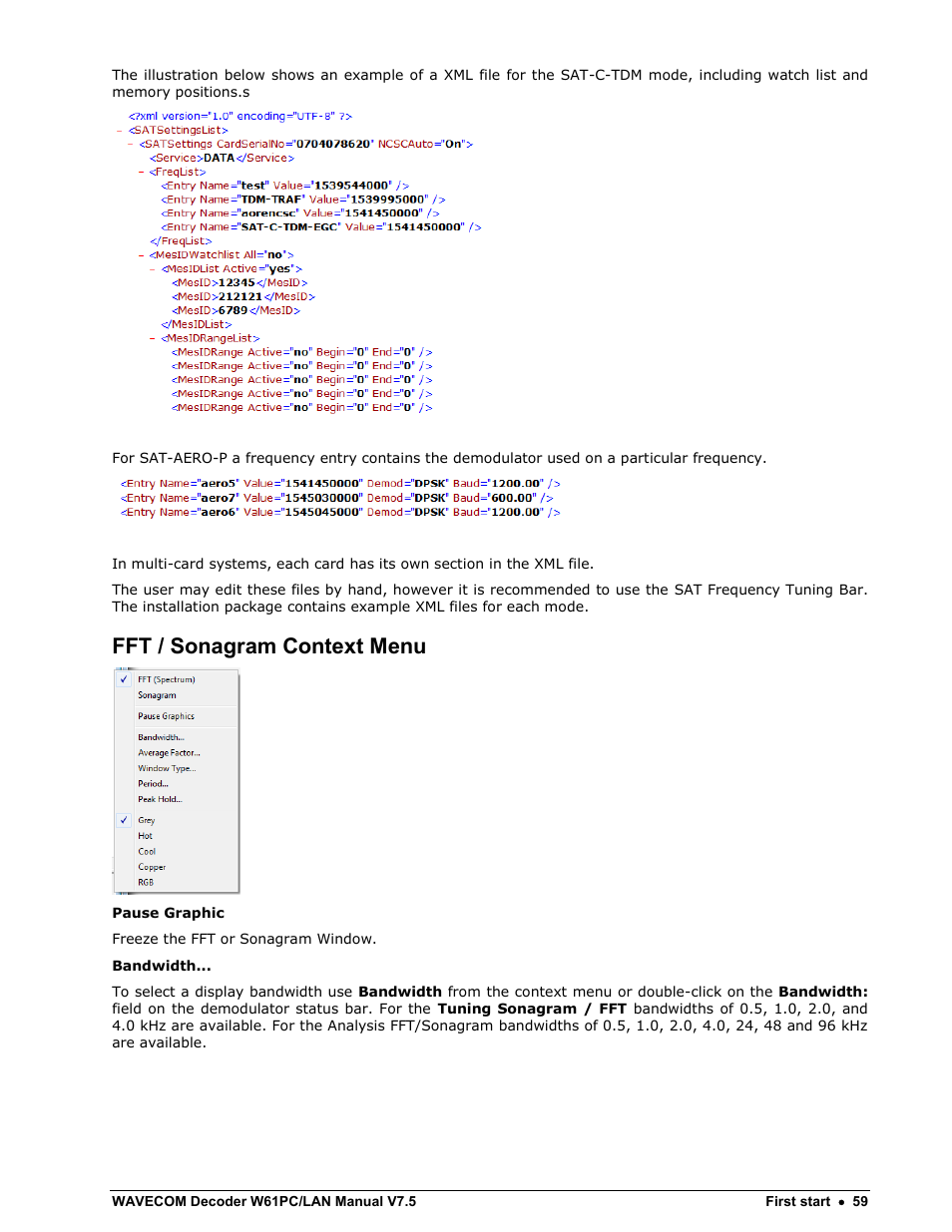 Fft / sonagram context menu | Wavecom W61PC V7.5.0 User Manual | Page 69 / 353