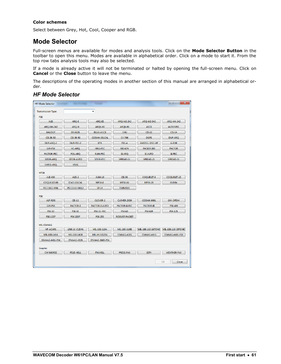 Mode selector | Wavecom W61PC V7.5.0 User Manual | Page 71 / 353