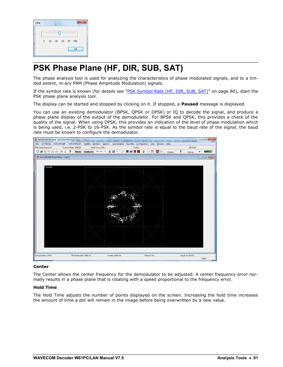 Psk phase plane (hf, dir, sub, sat) | Wavecom W61PC V7.5.0 User Manual | Page 91 / 353