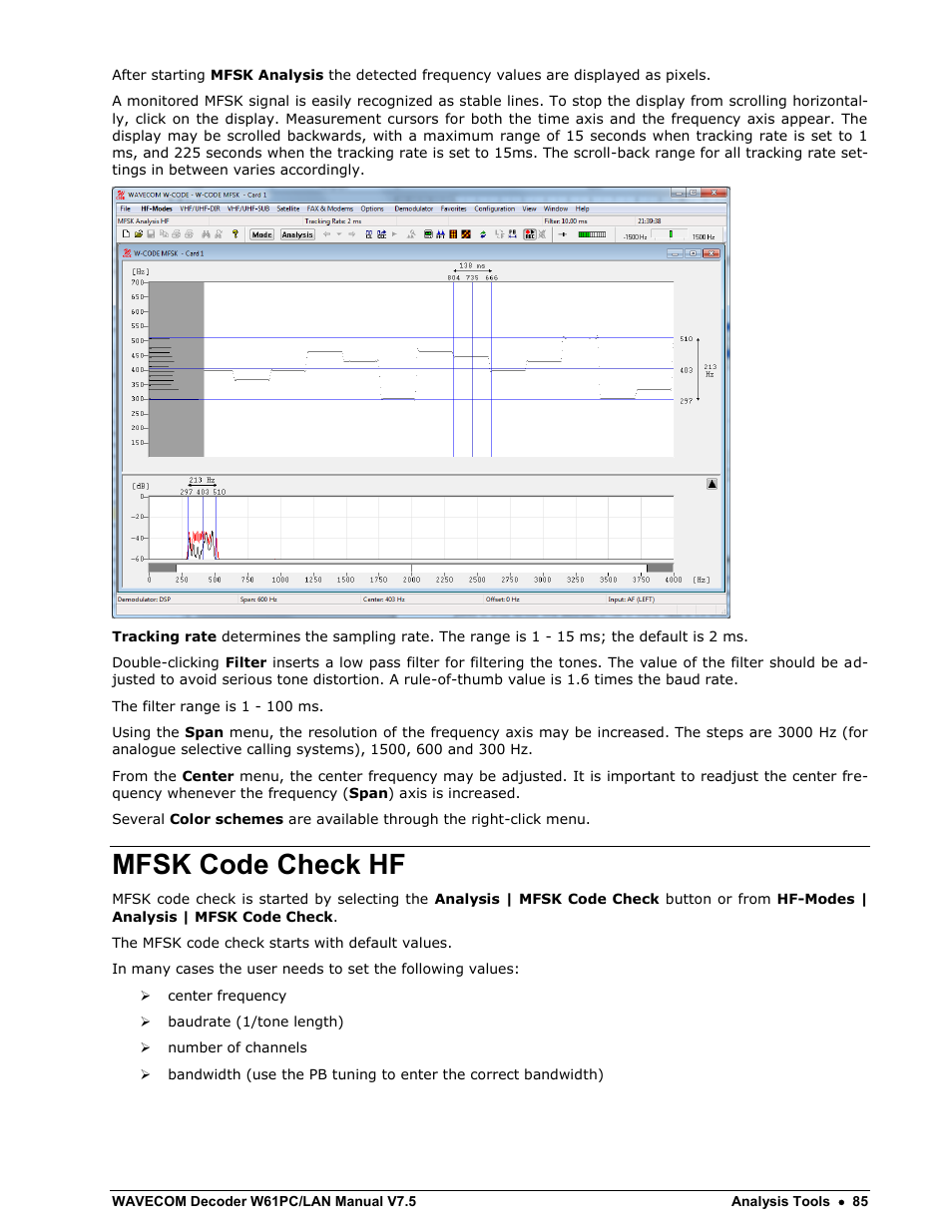 Mfsk code check hf | Wavecom W61PC V7.5.0 User Manual | Page 95 / 353