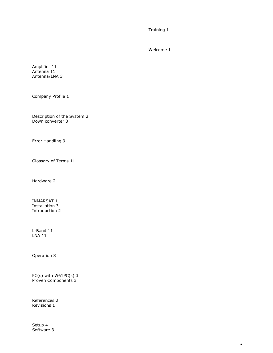 Index | Wavecom EasySatSystem (W61PC) V1.2.00 User Manual | Page 17 / 17