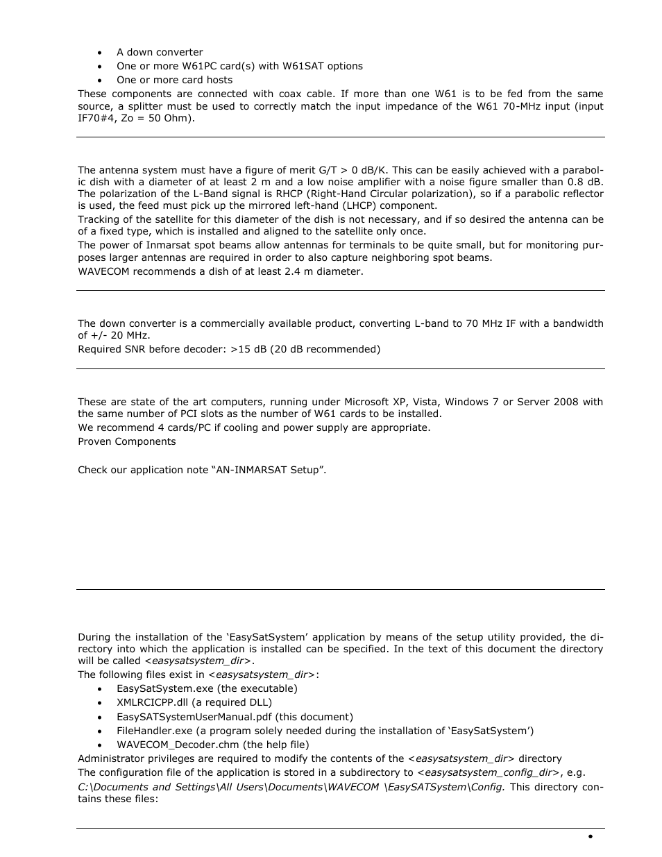 Antenna/lna, Down converter, Pc(s) with w61pc(s) | Software, Installation | Wavecom EasySatSystem (W61PC) V1.2.00 User Manual | Page 7 / 17