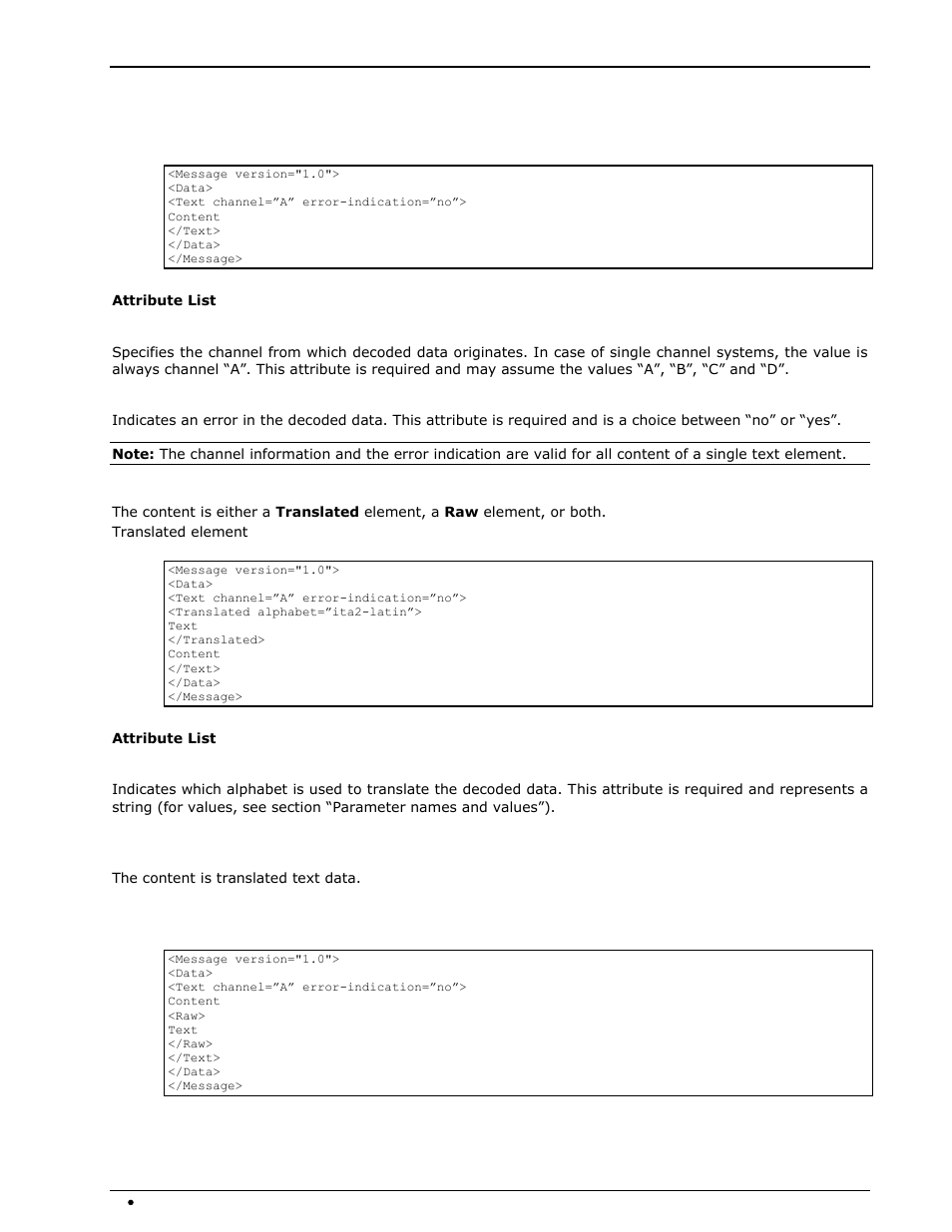Text data messages, Text element, Raw element | Wavecom W-RCI (Remote Control) V8.7.0 User Manual | Page 14 / 81