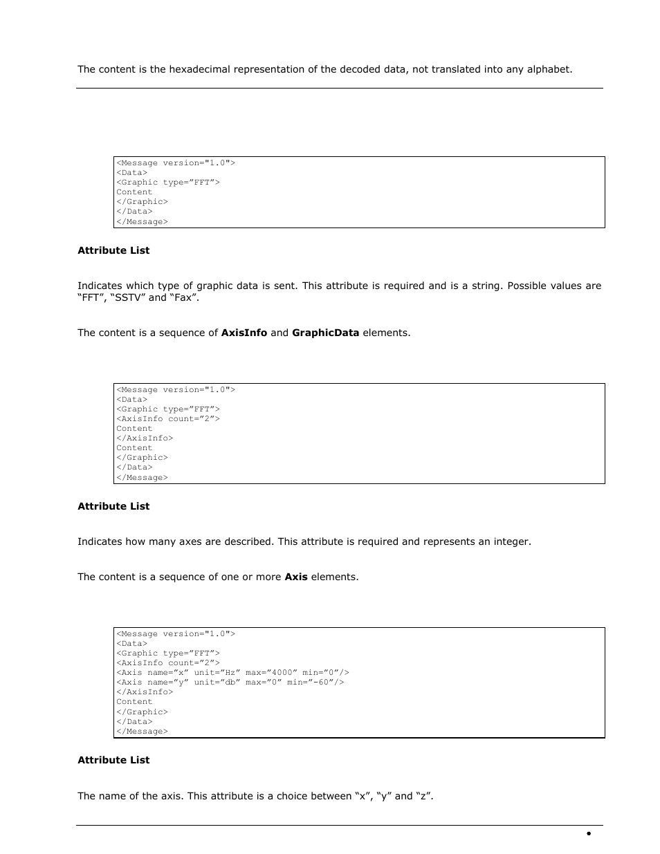 Graphic data messages, Graphic element, Axisinfo element | Axis element | Wavecom W-RCI (Remote Control) V8.7.0 User Manual | Page 15 / 81