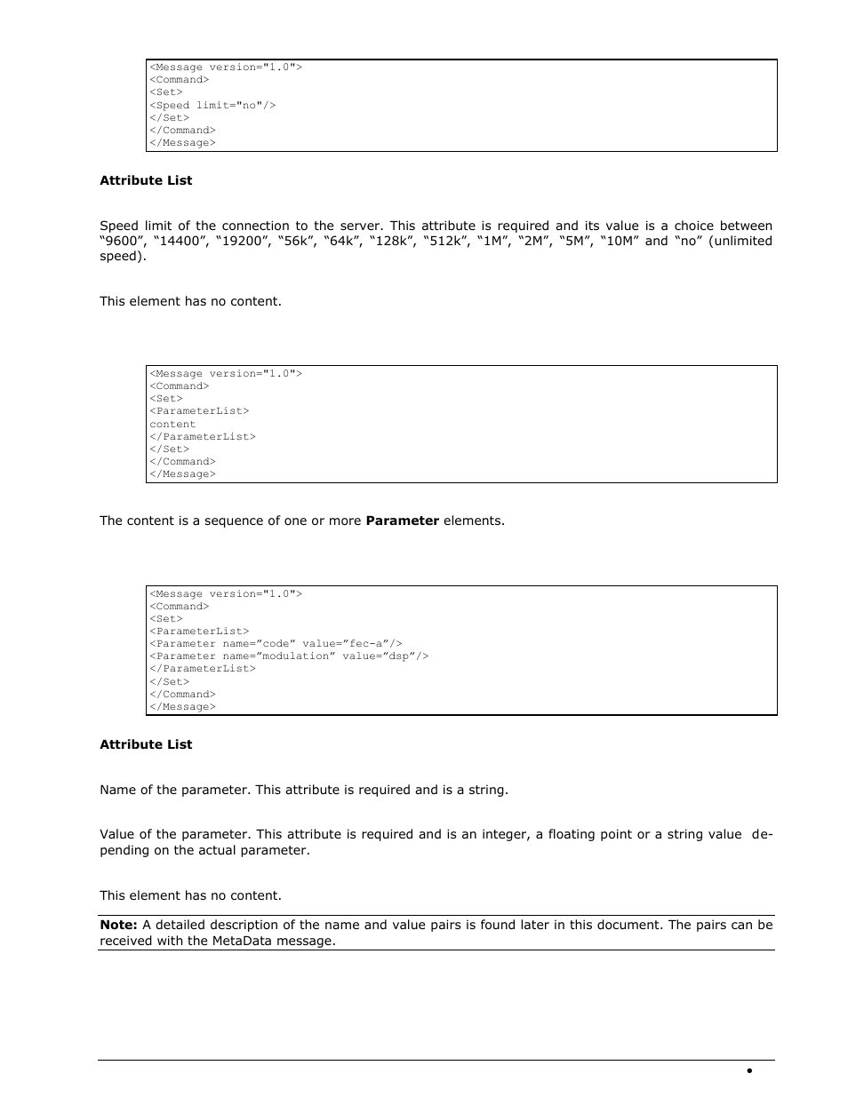 Parameterlist element, Parameter element, Configuration element | Wavecom W-RCI (Remote Control) V8.7.0 User Manual | Page 23 / 81