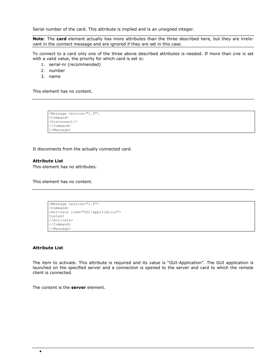 Disconnect message, Disconnect element, Activate messages | Activate element, Server element | Wavecom W-RCI (Remote Control) V8.7.0 User Manual | Page 32 / 81