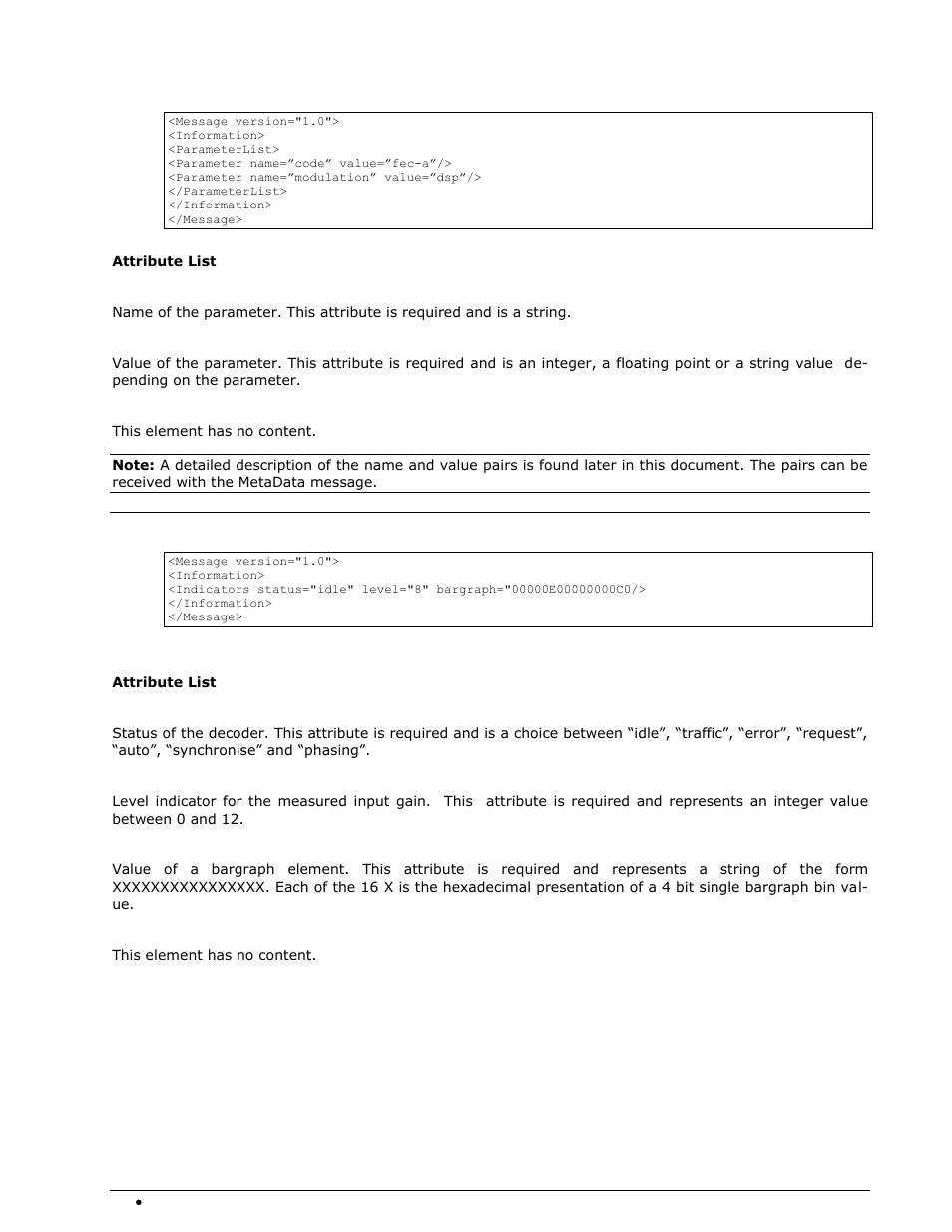 Parameter element, Indicators message, Indicators element | Wavecom W-RCI (Remote Control) V8.7.0 User Manual | Page 34 / 81