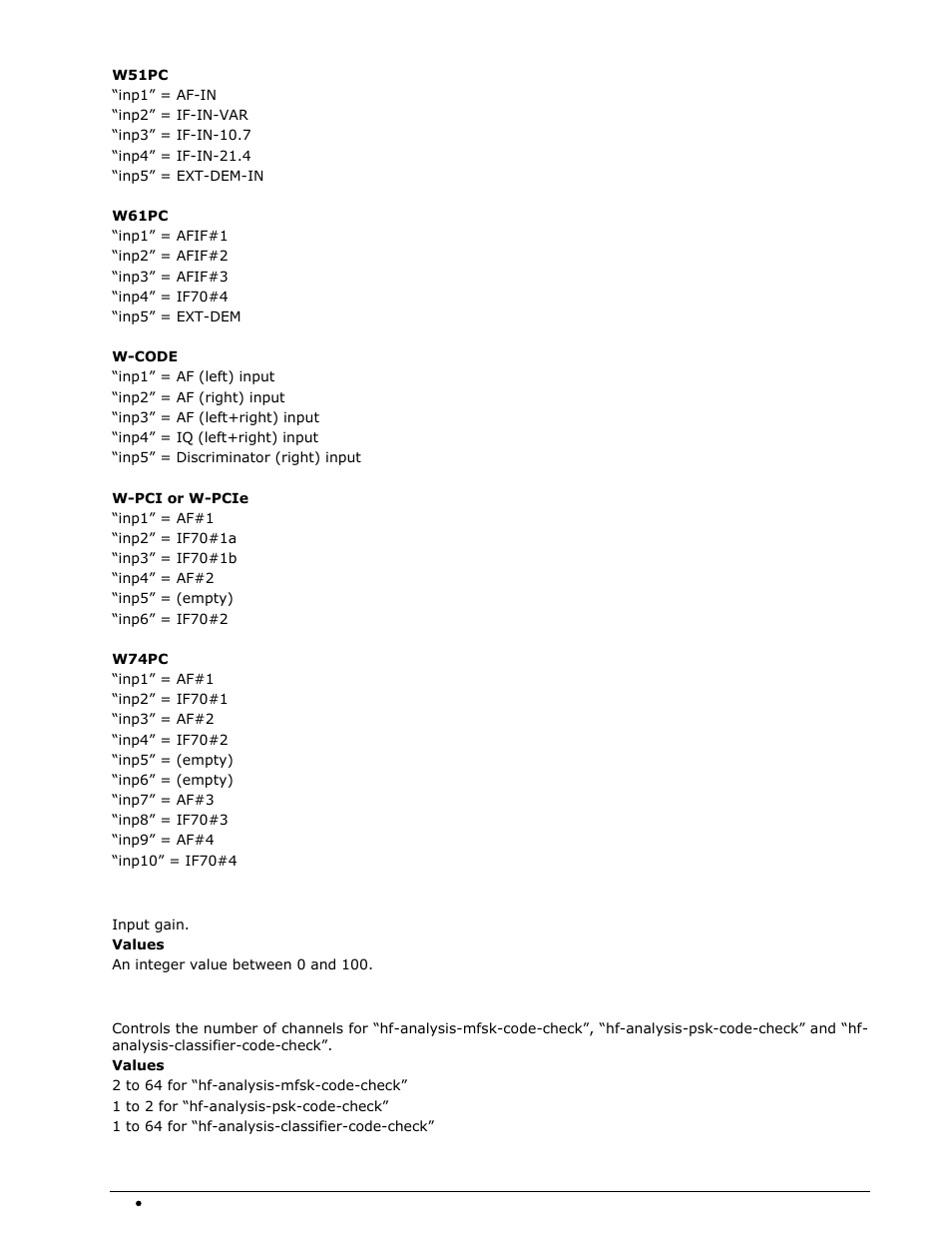 Inputgain, Number-of-channels | Wavecom W-RCI (Remote Control) V8.7.0 User Manual | Page 52 / 81