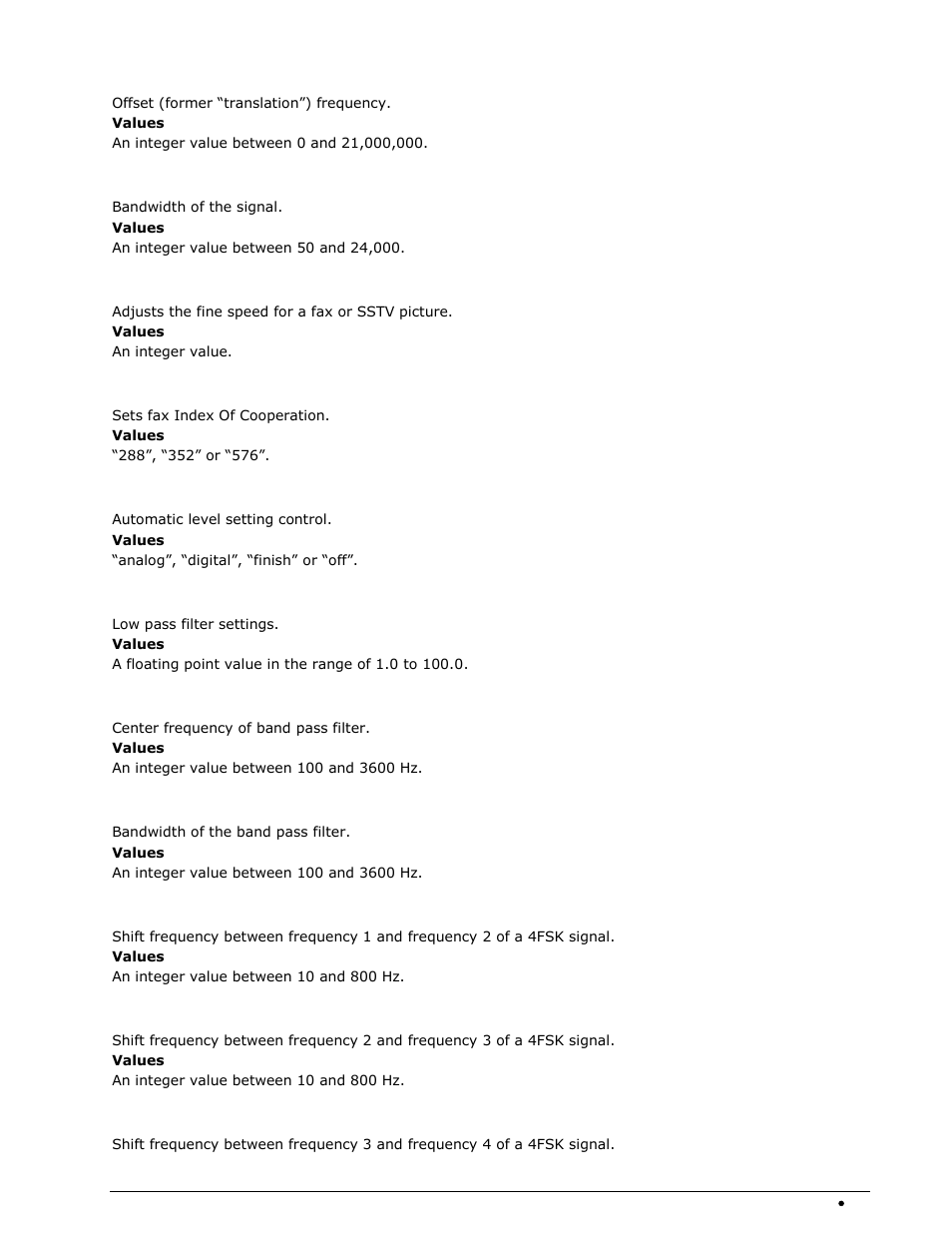 Offset, Bandwidth, Fine-speed | Ioc-module, Filter, Passband-center, Passband-bandwidth, Twinshift-1, Twinshift-2, Twinshift-3 | Wavecom W-RCI (Remote Control) V8.7.0 User Manual | Page 53 / 81