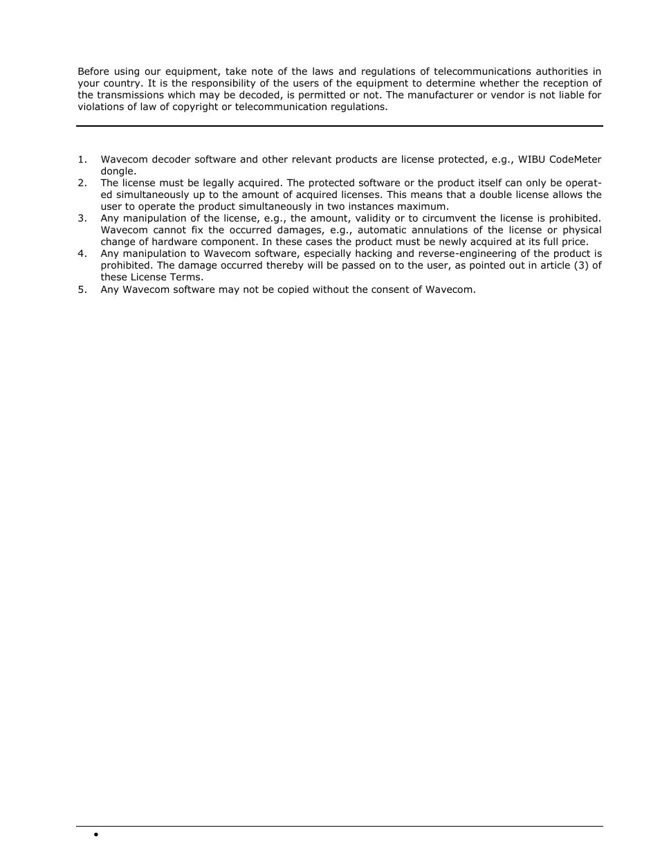 Laws and regulations, License terms | Wavecom W-RCI (Remote Control) V8.7.0 User Manual | Page 74 / 81