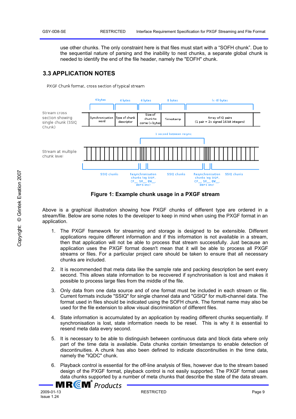 3 application notes, Products | Wavecom PXGF streaming format (GEW) V1.24 User Manual | Page 10 / 18