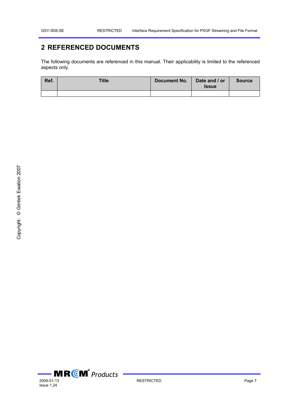 2 referenced documents, Products | Wavecom PXGF streaming format (GEW) V1.24 User Manual | Page 8 / 18