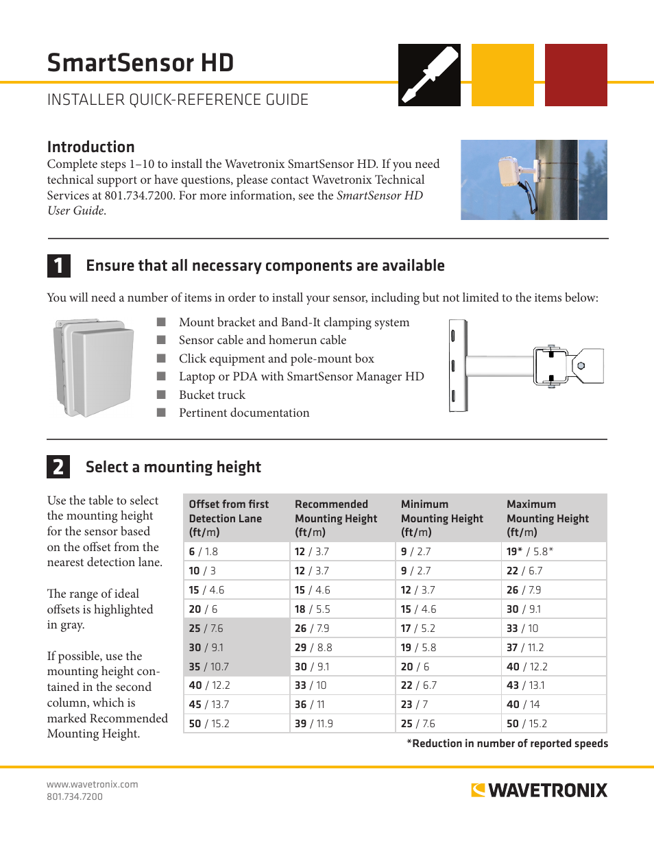 Wavetronix SmartSensor HD (101-0415) - Quick-reference Guide (Installer) User Manual | 4 pages