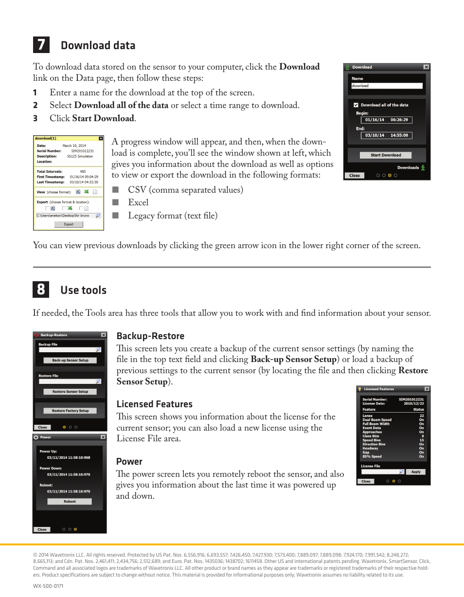 Download data, Use tools | Wavetronix SmartSensor HD (101-0415) - Quick-reference Guide (User) User Manual | Page 4 / 4