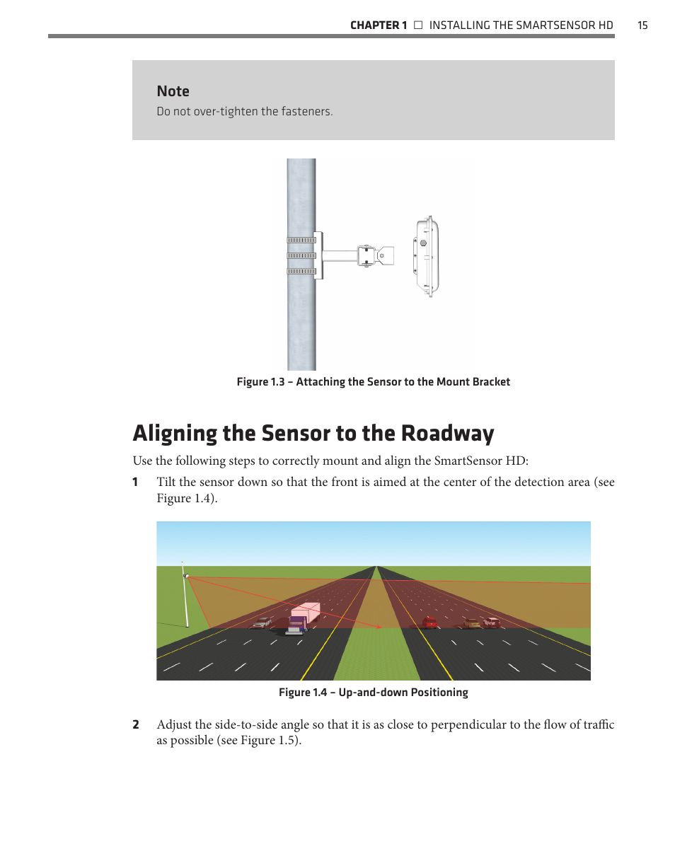 Aligning the sensor to the roadway | Wavetronix SmartSensor HD (101-0415) - User Guide User Manual | Page 16 / 89