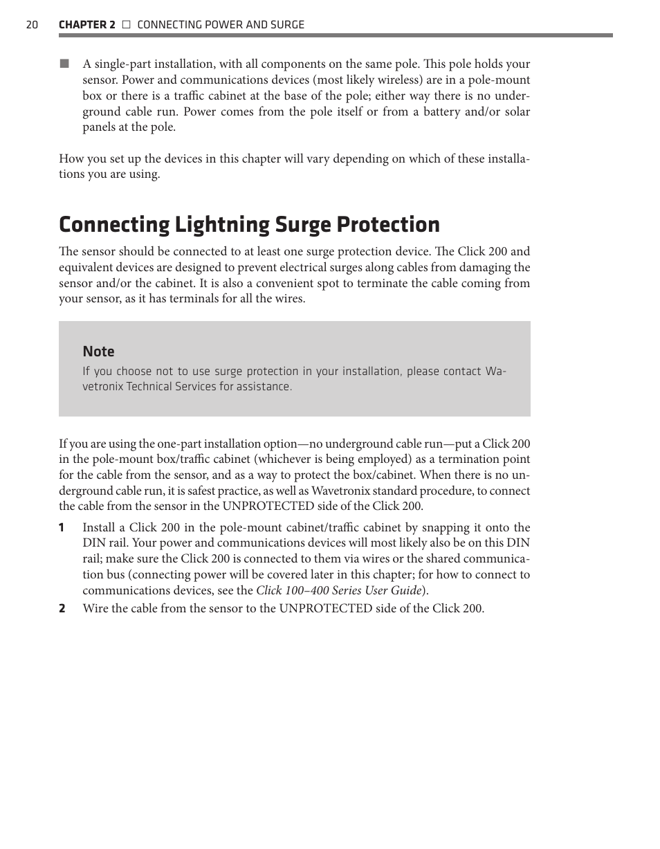 Connecting lightning surge protection | Wavetronix SmartSensor HD (101-0415) - User Guide User Manual | Page 21 / 89