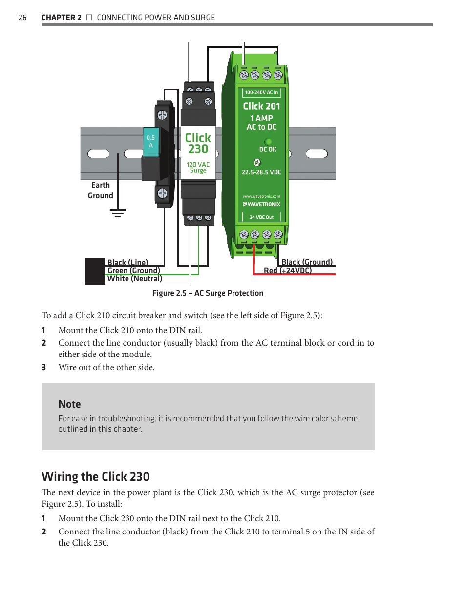 Wiring the click 230 | Wavetronix SmartSensor HD (101-0415) - User Guide User Manual | Page 27 / 89