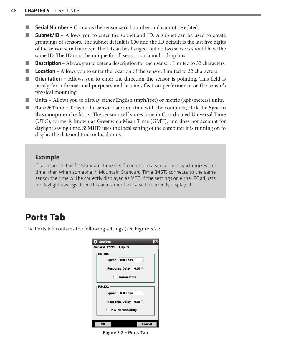 Ports tab, Example | Wavetronix SmartSensor HD (101-0415) - User Guide User Manual | Page 49 / 89