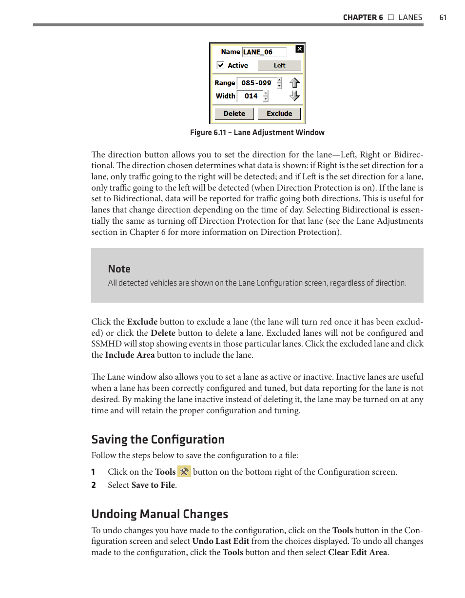 Saving the configuration, Undoing manual changes | Wavetronix SmartSensor HD (101-0415) - User Guide User Manual | Page 62 / 89