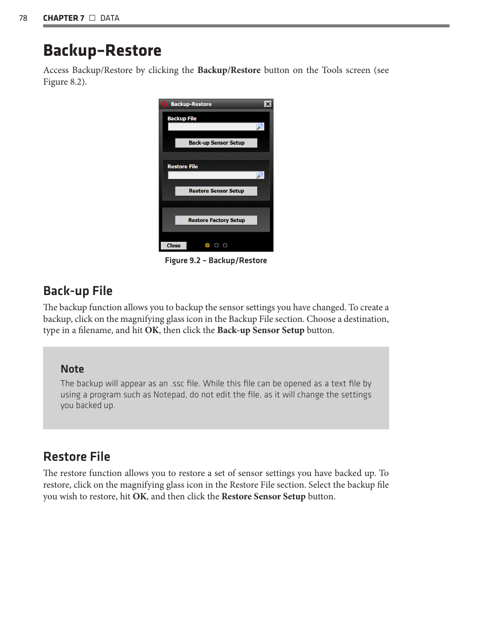 Backup–restore, Back-up file, Restore file | Wavetronix SmartSensor HD (101-0415) - User Guide User Manual | Page 79 / 89