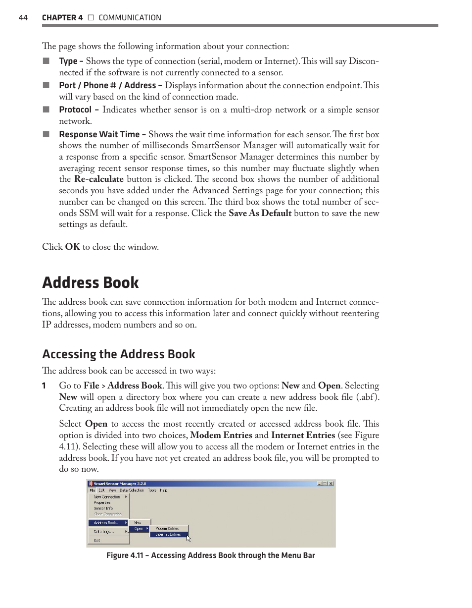 Address book, Accessing the address book | Wavetronix SmartSensor 105 (SS-105) - User Guide User Manual | Page 45 / 99