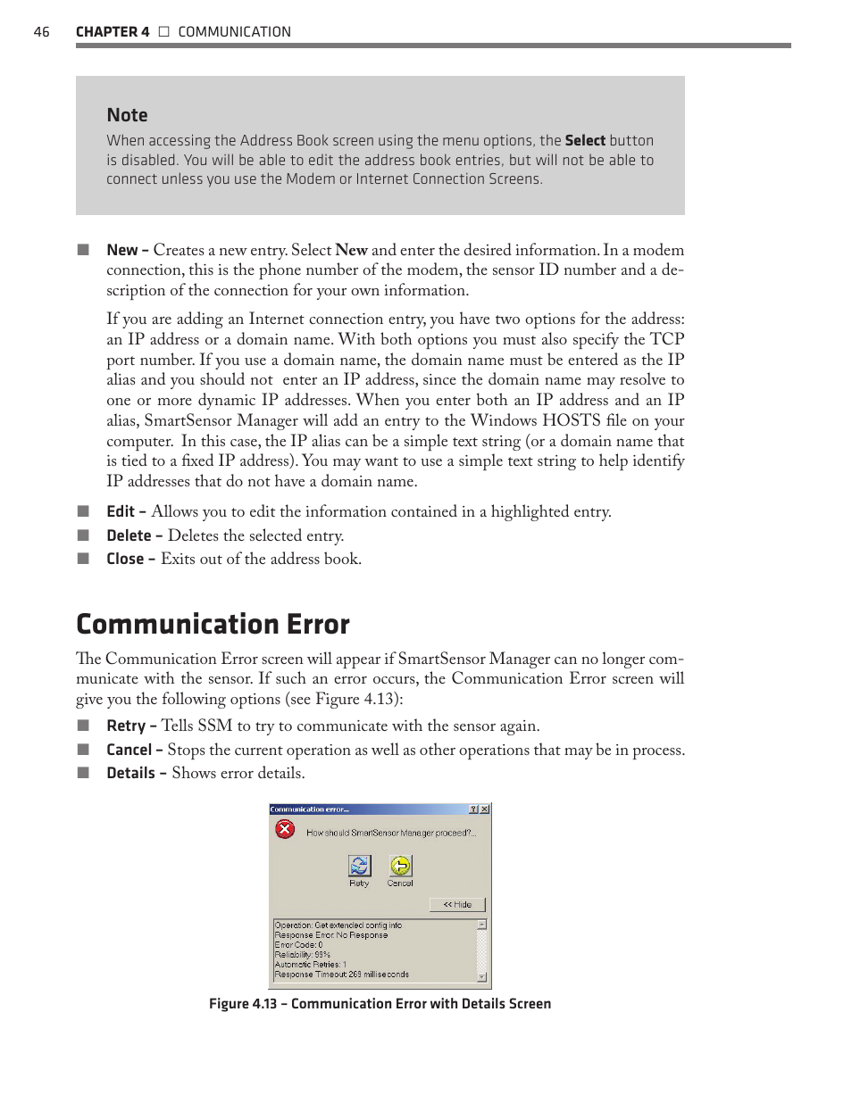 Communication error | Wavetronix SmartSensor 105 (SS-105) - User Guide User Manual | Page 47 / 99