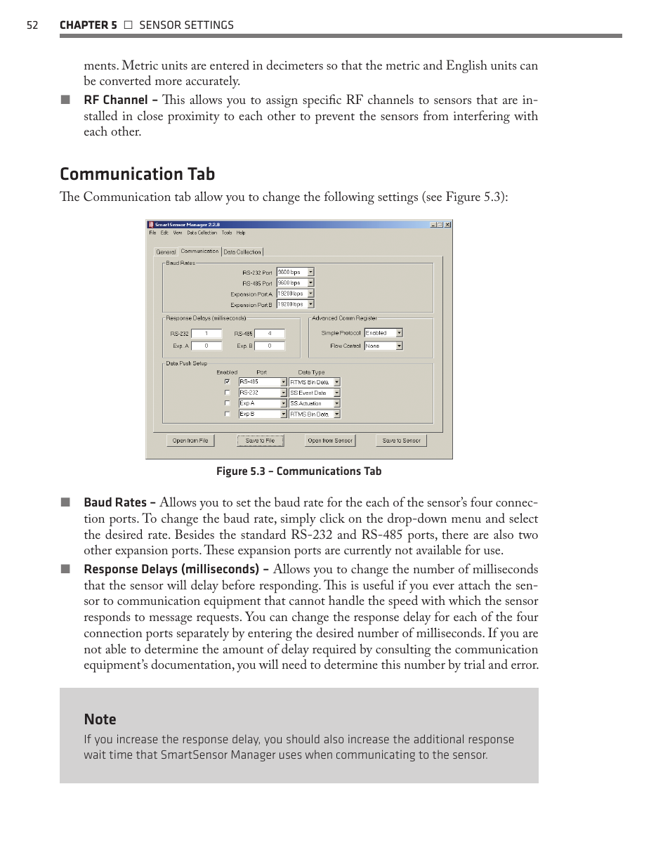 Communication tab | Wavetronix SmartSensor 105 (SS-105) - User Guide User Manual | Page 53 / 99