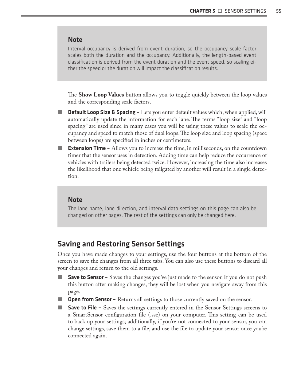 Saving and restoring sensor settings | Wavetronix SmartSensor 105 (SS-105) - User Guide User Manual | Page 56 / 99