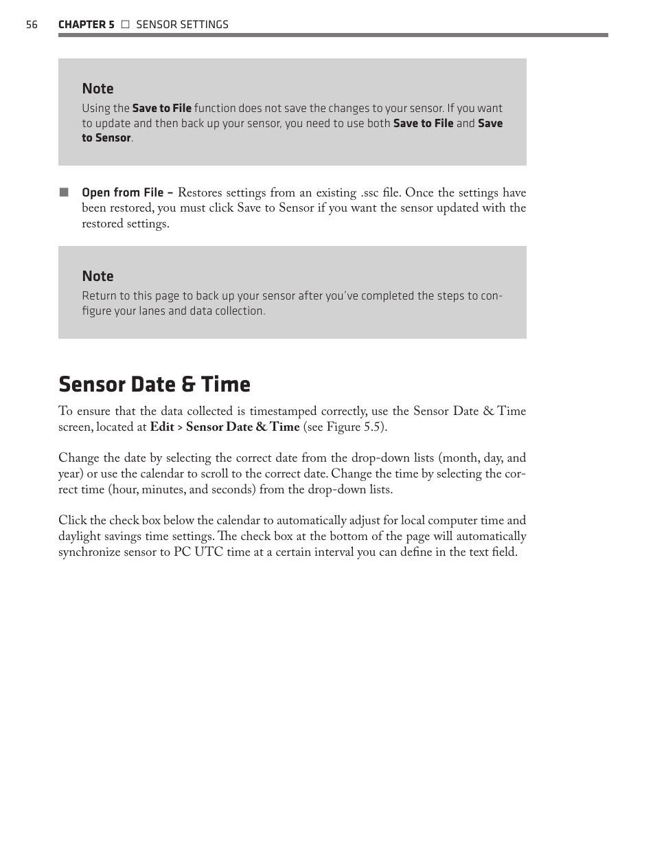 Sensor date & time | Wavetronix SmartSensor 105 (SS-105) - User Guide User Manual | Page 57 / 99