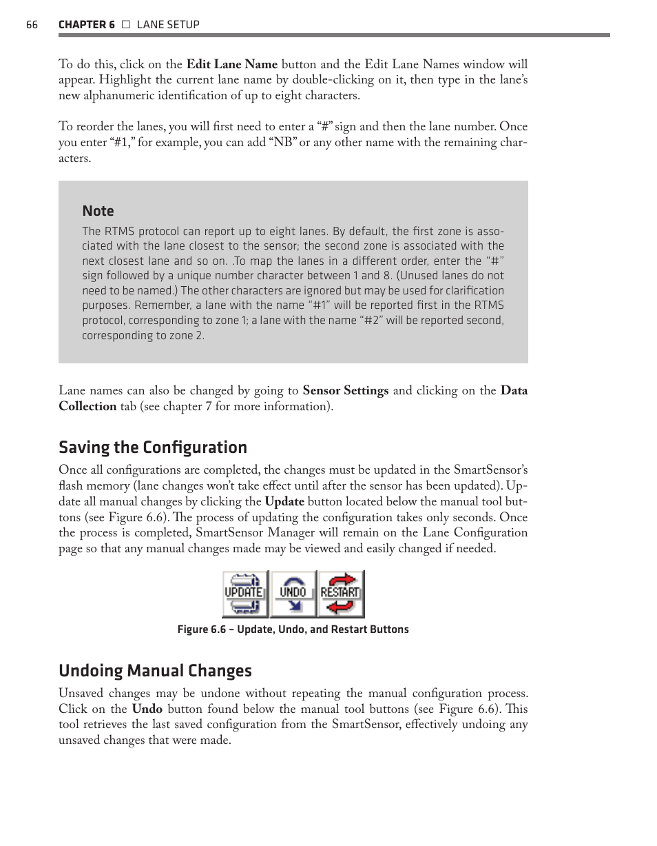 Saving the configuration, Undoing manual changes | Wavetronix SmartSensor 105 (SS-105) - User Guide User Manual | Page 67 / 99